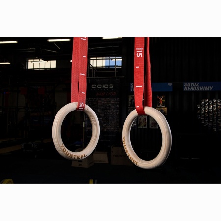Купить Кольца гимнастические 32 мм красные стропы в Заозёрске 